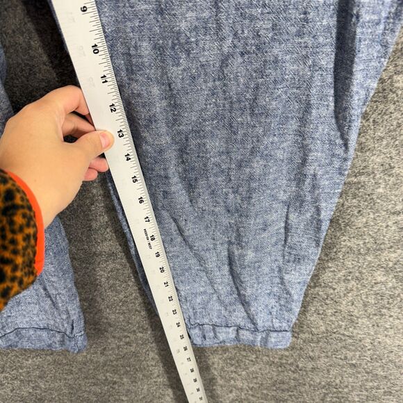 Old Navy Pants Women XL Blue High Rise Flat Front Drawstring Linen Chino Pockets - Picture 5 of 8